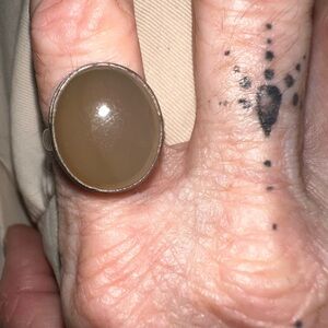 Oval CEYLON SRI LANKA PEACH MOONSTONE .925 Ring 7-3/4